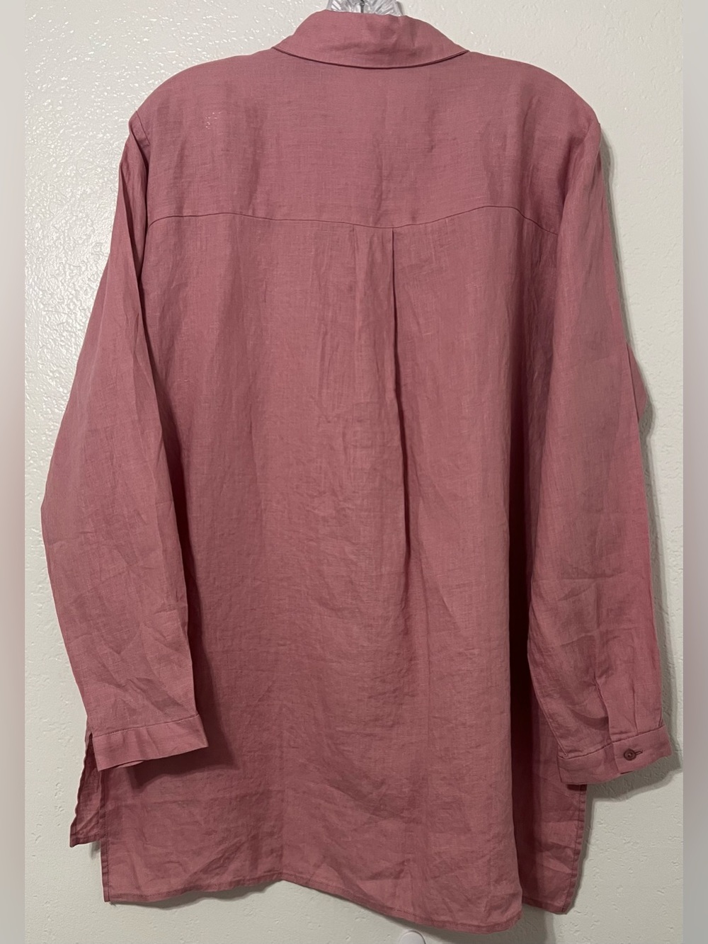 NWOT Eileen Fisher Organic Linen Button Front Tunic Shirt Mauve Pink - Picture 3 of 5